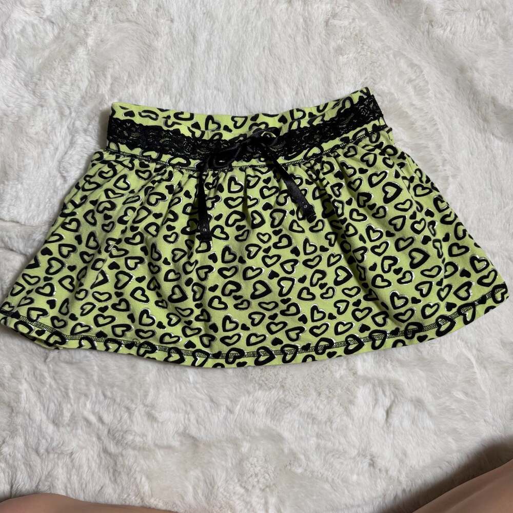 Justice Lime Green & Black Mini Skirt